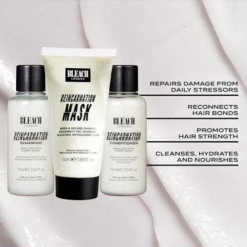 Bleach London Reincarnation Travel Set - Bond Restoring Shampoo, Conditioner & Mask