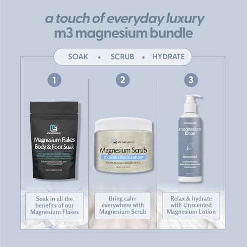 M3 Naturals Unscented Magnesium Lotion for Sleep & Leg Cramps, Suitable for Sensitive Skin, Helps with Muscle Relaxation, Soothes Tired Legs & Foot Aches and Supports Restful Nights, 8 fl oz