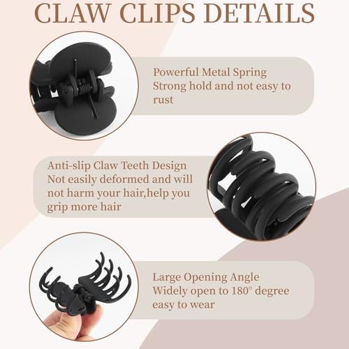 Medium Claw Hair Clips Set, 12 Pack Non-Slip Matte Clips