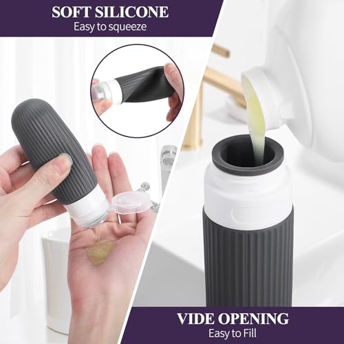 ME.FAN 18 Pack TSA Approved Silicone Travel Bottles Set - Grey