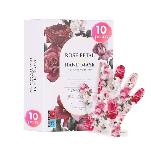 Koelf Rose Petal Satin Hand Mask (10 Pairs) - Moisturizing Repair Gloves