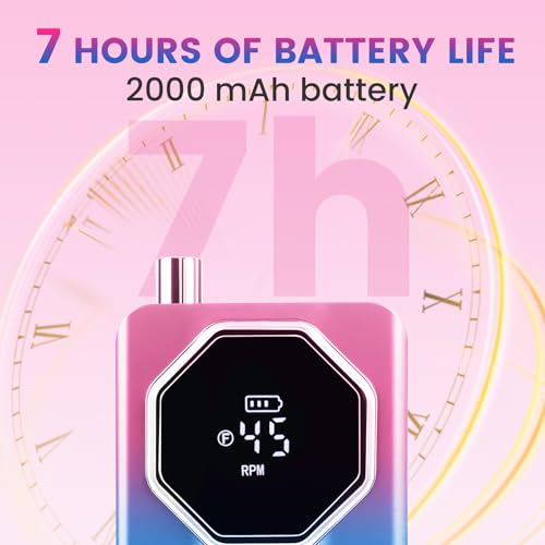 45000RPM Professional Cordless Portable Nail Drill Cordless Low Noise Nail Filer Electric Machine with Efile Bits & Base for Acrylic Nails, Nail Buffer Machine for Salon Home (Pink and Blue)