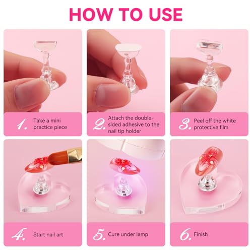 Magnetic Nail Stand Kit for Press On Nails with 200 Tape & Case