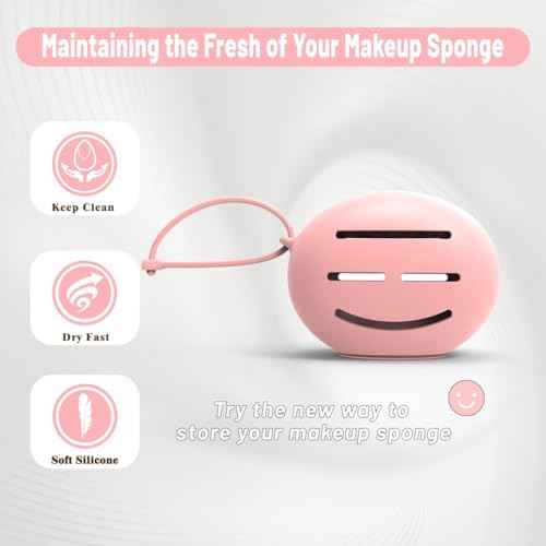 Silicone Makeup Sponge Holder, Triple-Sided Breathable Beauty Blender Case for Travel and Daily Use, Shatterproof Storage, Quick-Drying, and Fits Sponges - Pink