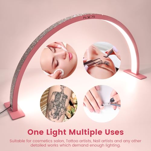 KADS 29In Wide Half Moon Nail Desk Lamp, Half Moon Light for Nail Desk, Lash Light for Eyelash Extensions with 3 Color Temperature 3000k-6500k for Nail, Lash, Tattoo, Skincare (Pink)