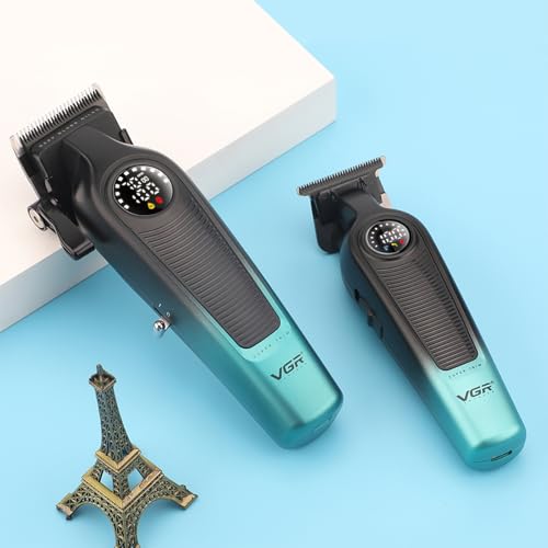 VGR Hair Clipper & Trimmer Combo Set, Cordless Barber Kit with LED Display