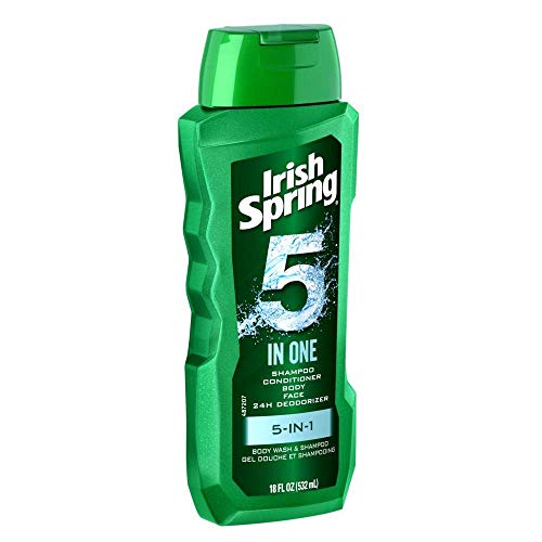 Irish Spring Body Wash & Shampoo - 5 in 1 - Net Wt. 18 FL OZ (532 mL) Per Bottle - Pack of 3 Bottles