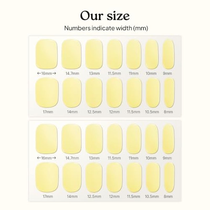 Heyhae Semi Cured Gel Nail Strips - Yellow, No LED Needed