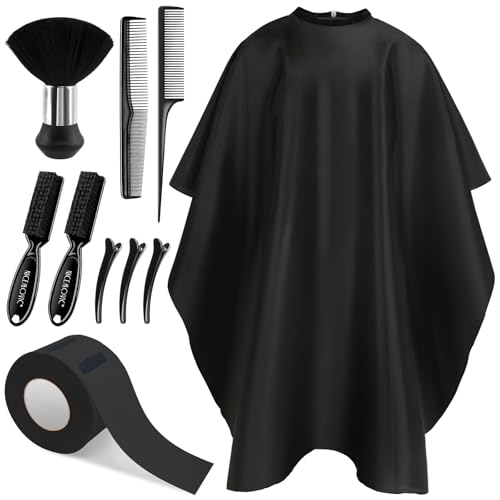 Barber Cape Kit with Neck Duster Brush & Accessories - 10 Piece Set