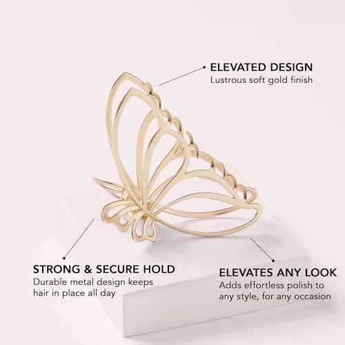 The Hair Edit Gilded Wing Clip ? Large Chic Gold Metal Hair Clip for Women, Hair Accessory for Styling & Everyday Wear, Clip For Medium,Thick or Curly Hair, Ideal Gift For Women, Perfect for Updos
