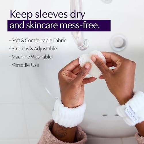 Saian Cleansing Cuffs - Face Wash Wristbands to Catch Water and Keep Sleeves Dry - Soft Absorbing Wrist Wraps, Reusable No Drip Covers for Home Bathroom Sink, Spa, Gym, Travel Skincare Accessories