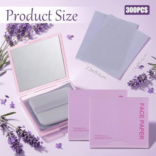 Oil Blotting Paper for Face 300 Sheets with Mirror & Puff