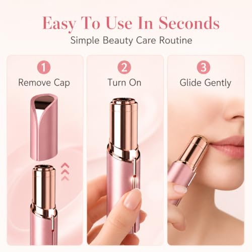 Electric Facial Hair Remover for Women - Rechargeable Shaver with LED Light & 2 Replacement Heads