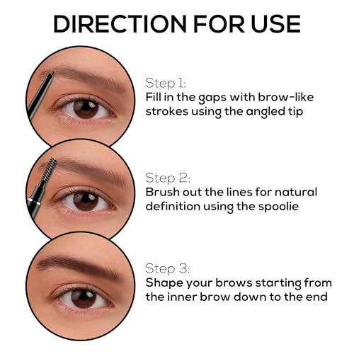RENEE Superdense Eyebrow Pencil with Spoolie - Brown, Smudge Proof, Waterproof, Highly Pigmented for Fill in Brow Gaps, Smooth One-Swipe Precision Application, Enriched with Vitamin C & Jojoba Oil