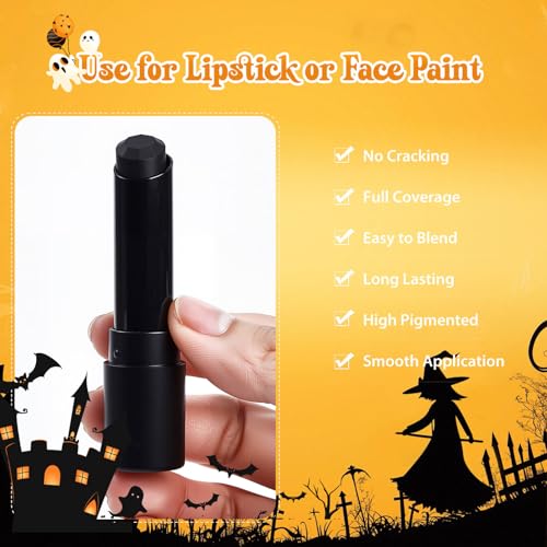 Halloween Cat Costume Makeup Kit for Women,Black Cat Ears Headband with Eyeliner and Lipstick,Black Face Paint Stick,Halloween Headband Cosplay Accessories for Adults