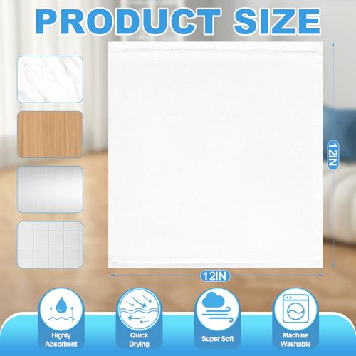 100% Cotton Washcloths 12-Pack, 12x12 Inch, Soft & Absorbent