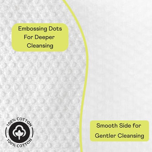 Swisspers Premium 100% Cotton Dry Facial Wipes - Hypoallergenic, Biodegradable Beauty Cloths with Dot Embossing - Vegan Makeup Remover Towelettes for Women & Men, 40 Count (Pack of 1)