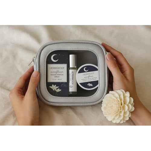Herb & Root Moonflower Perfume Gift Set, Eau de Parfum, Rollerball, Body Butter, Makeup Case | Scent of Tuberose, Jasmine, Orris | White floral