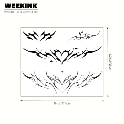 Y2K Cybersigil Heart Temporary Tattoos – 4 Designs