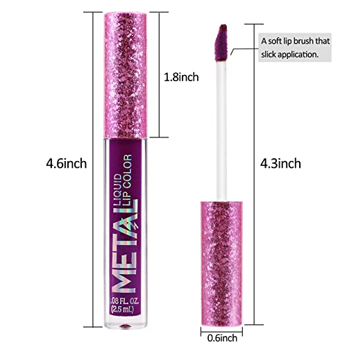 Boobeen Metallic Liquid Lipsticks Matte Lips Lipstick Pearl Glitter Lip Gloss High Pigment Long Lasting Nonstick Lip Glaze Makeup for Women and Girls