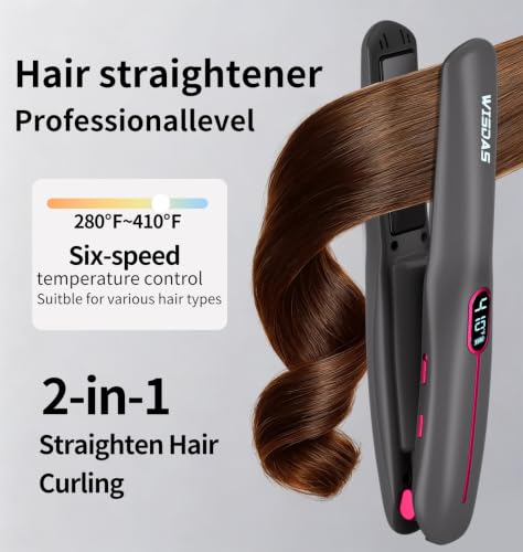 Cordless 2-in-1 Hair Straightener Curler with LCD Display