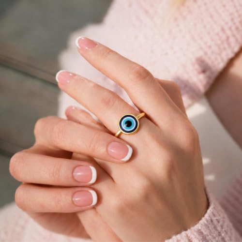 Ello Elli Gold Evil Eye Ring for Women | Stainless Steel