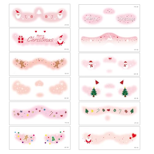 Christmas Temporary Tattoos, 12 Sheets Waterproof Glitter Face Stickers
