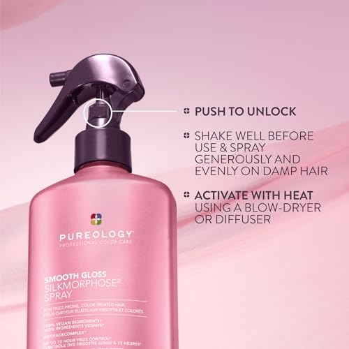 Pureology Smooth Gloss Shampoo & Leave-In Treatment Spray for Frizz Control & Humidity Protection, Vegan, 8oz