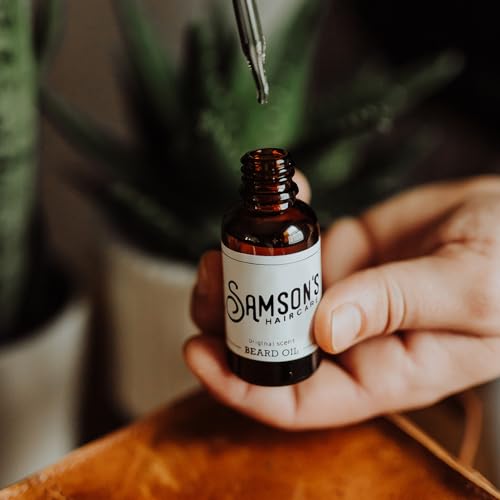 SAMSON'S HAIRCARE Beard Oil, Moisturizing, Softening, For Itchy Dry Skin and Coarse Facial Hair, 1 oz.