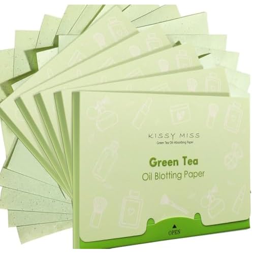 Kissy miss Green tea oil blotting sheets for face,500 sheets in 5 Pack,lift away excess oil,easy to slip into your purse, makeup bag, or even your pocket