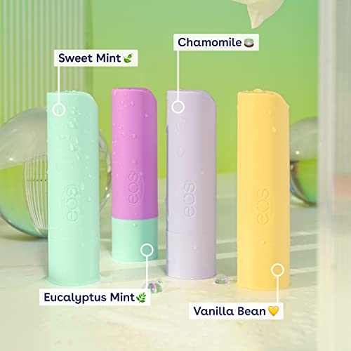 eos Chill Vibes Lip Balm Variety Pack- Chamomile, Eucalyptus Mint, Sweet Mint & Vanilla Bean, All-Day Moisture Lip Care Products, 0.14 oz, 4-Pack