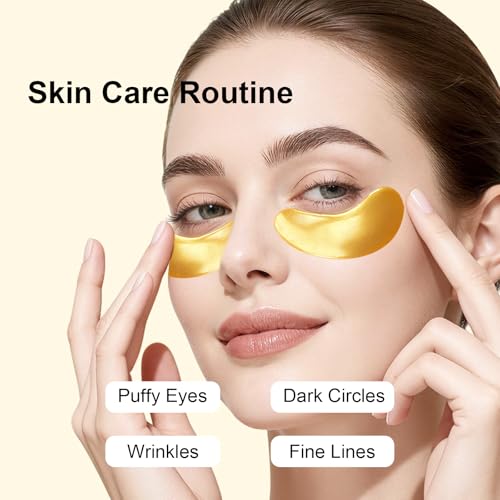Permotary 24K Gold Collagen Under Eye Masks - Hydrating & Dark Circle Reducer, 30 Pairs
