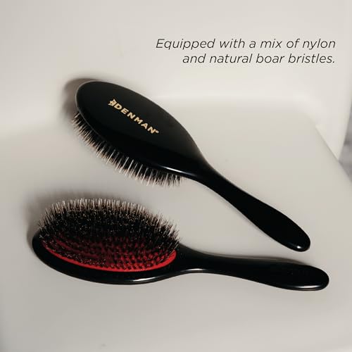 Denman Boar Bristle Cushion Brush for Hair Detangling & Shine