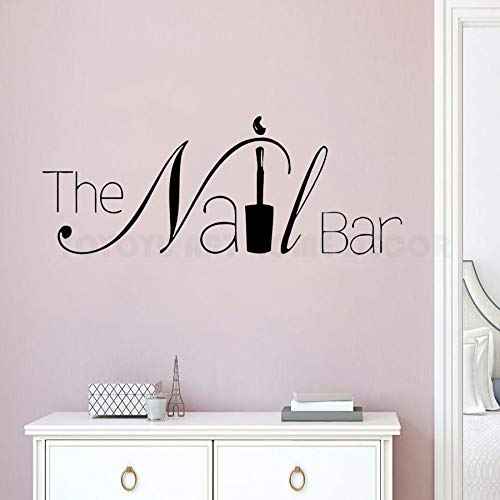 Removable Nail Art Wall Decal for Salon – Large Manicure Logo Sticker for Window or Wall – Self-Adhesive Vinyl Design for Nail Bar Decor, Beauty Spa or Shop Decoration – Easy to Apply (Black, 57x22cm)