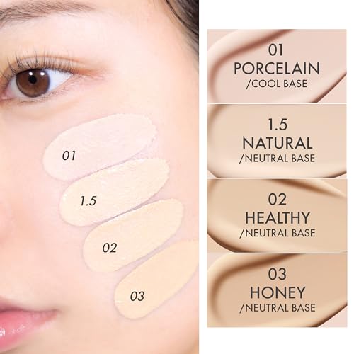 Amuse SEOUL Ceramic Skin Perfector Cushion Foundation Refill 01 PORCELAIN | Long-lasting, Lightweight, Semi-matte, Flawless Coverage, Hypoallergenic, Korean Beauty, Vegan, Refill (15g / 0.52 oz.)