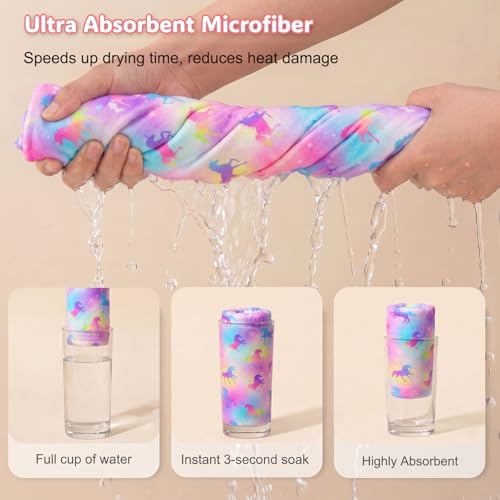 Basumee Microfiber Hair Towel Wrap for Kids, 2-Pack, Fast Drying