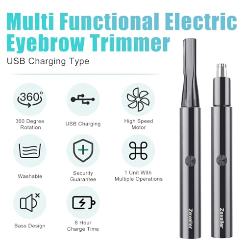 Electric Eyebrow & Nose Hair Trimmer, 7-in-1 Precision Grooming Kit: Eyebrow Trimmer, Nose Trimmer, Razor, Scissors, Tweezers | All-in-One Tool
