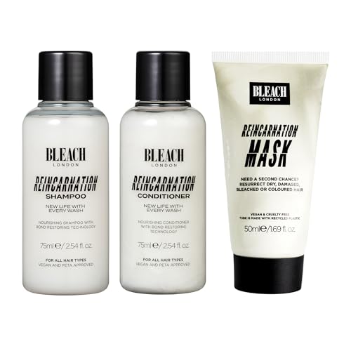 Bleach London Reincarnation Travel Set - Bond Restoring Shampoo, Conditioner & Mask