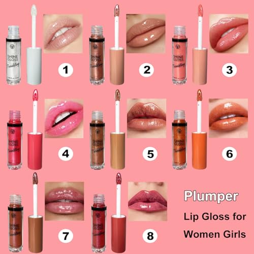 Brown Shimmer Plumping Lip Gloss with Glitter - Non Sticky