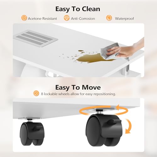 OmySalon Nail Desk & Chair Set with Dust Collector, White