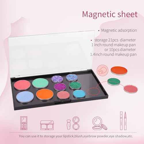 Magnetic Makeup Palette with Clear Top, 3Pack Empty Eyeshadow Pan Dispensing Storage Box with 60Pcs Adhesive Metal Stickers for DIY Cosmetics Lipstick Blush Powder-7.71¡±X4.33¡±Palette