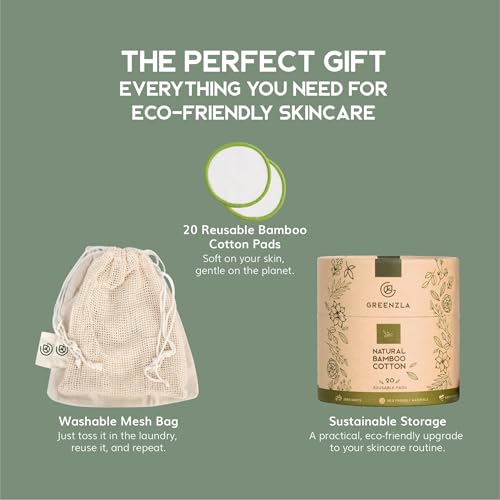 Reusable Makeup Remover Pads - 20 Pack Bamboo Cotton