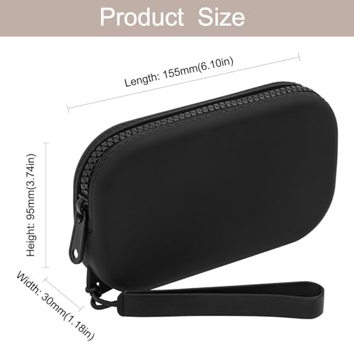 Small Silicone Multifunctional Essential Bag Portable Travel Makeup Bag for Women Men Cards Cash Bag Zipper Pouch (Black)