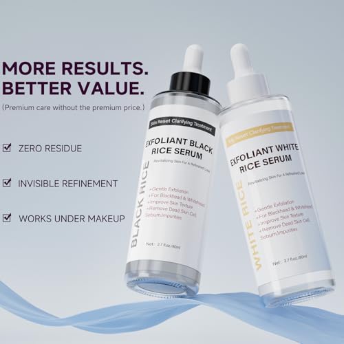 Face Exfoliant, Glow Rice Exfoliant Ampoule Duo, Gentle Soft Peel Exfoliating Face and Body Scrub Skin Shot, Lightweight Hydrating Glow Formula for All Skin, 5.4fl oz*1 Set
