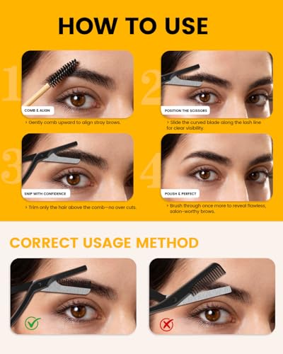 BEZOX Eyebrow Scissors with Comb – Stainless Steel Trimmer