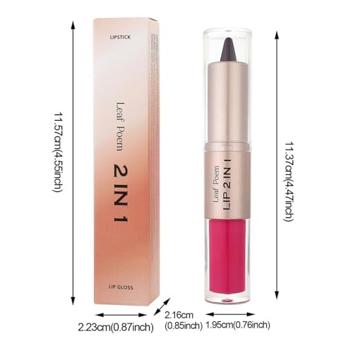 2-in-1 Lip Liner & Gloss Set, 3 Colors, Dual-Ended Buildable