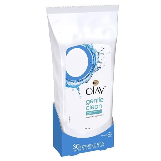 OLAY Wet Cleansing Cloths Gentle Clean, Sensitive/Fragrance-Free 30 Ea