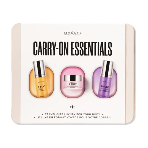 MA?LYS CARRY-ON ESSENTIALS - Firming Cream Trio for Booty, Belly & Arms - Includes B-TIGHT, B-FLAT & B-FLEX Travel Minis - Helps Improve the look of Stretch Marks & Cellulite (1.0 Fl Oz)