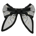 L. Erickson Mollie Black Hair Bow Barrette For Women, Sheer Black Bow With Crystal Rhinestones, Strong French Style Clasp For Most Hair Types