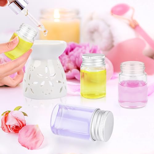 20ml Clear Glass Essential Oil Bottles - 50 Pack with Aluminum Lids